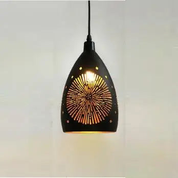Modern LED pendant lamp – metal shade with a decorative pattern 5
