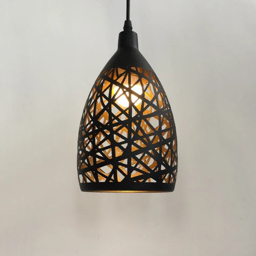 Modern LED pendant lamp – metal shade with a decorative pattern 6