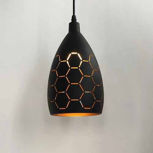 Modern LED pendant lamp – metal shade with a decorative pattern 7