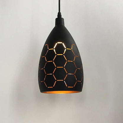 Modern LED pendant lamp – metal shade with a decorative pattern 7