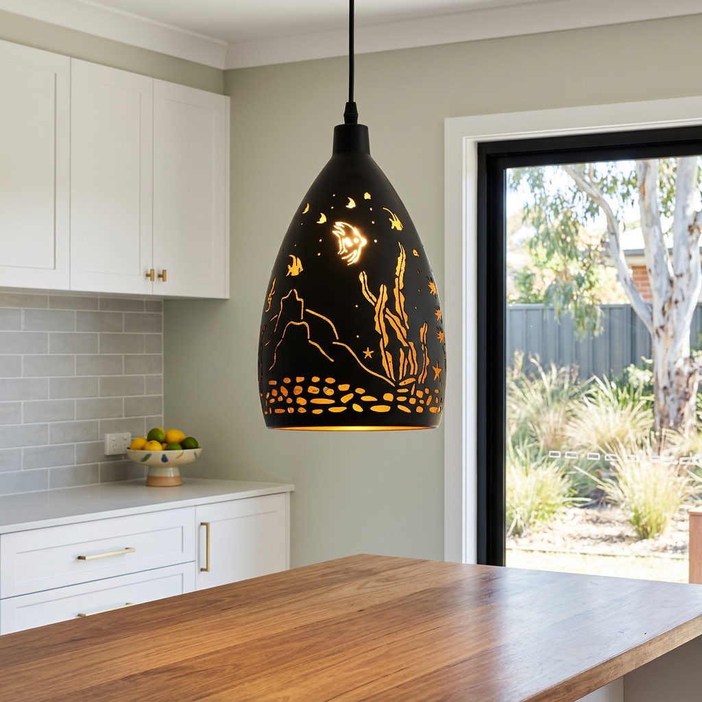 Elara Haus Laser-Cut Metal Pattern Pendant Lamp
