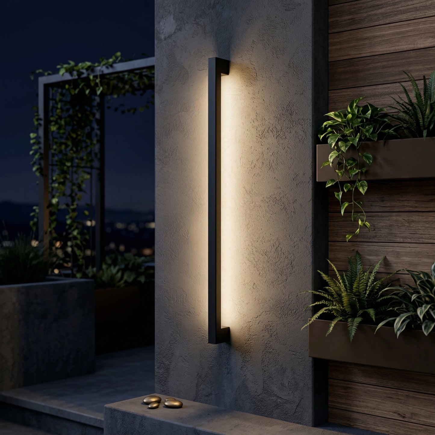 Elara Haus Linear Facade Blade – Matte Onyx Indirect Pillar Light