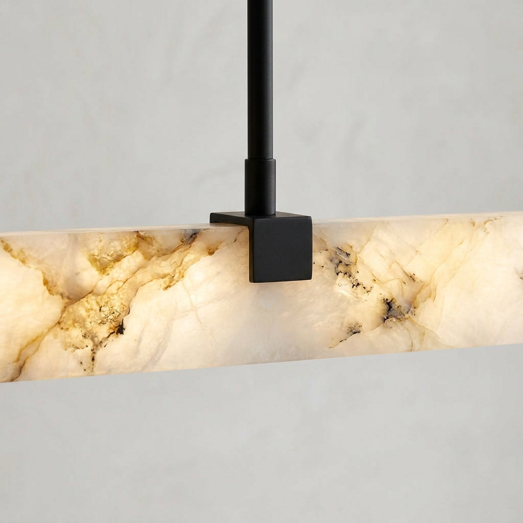 Elara Haus Linear Stone Chandelier with Dual Rod Suspension