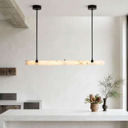 Elara Haus Linear Stone Chandelier with Dual Rod Suspension