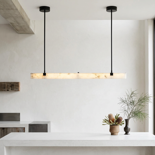 Elara Haus Linear Stone Chandelier with Dual Rod Suspension