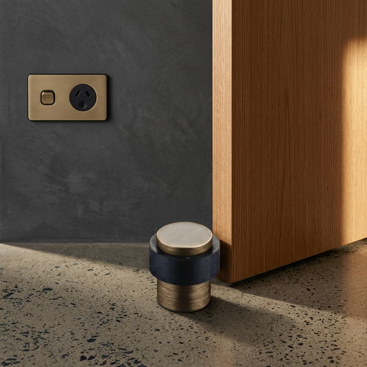 Elara Haus Luxury Architectural Brass & Matte Black Door Stop