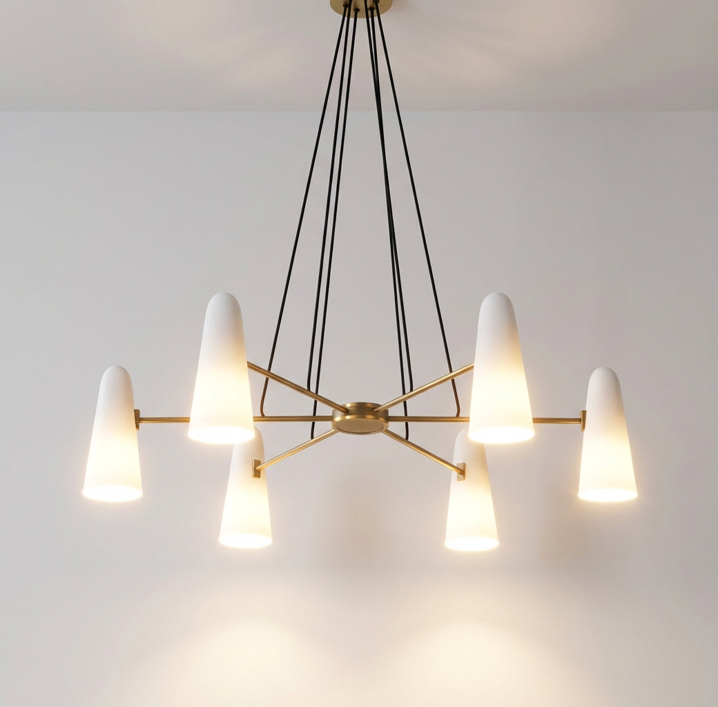 Elara Haus Luxury Banquet Chandelier - Large Opal Glass & Gold Fixture