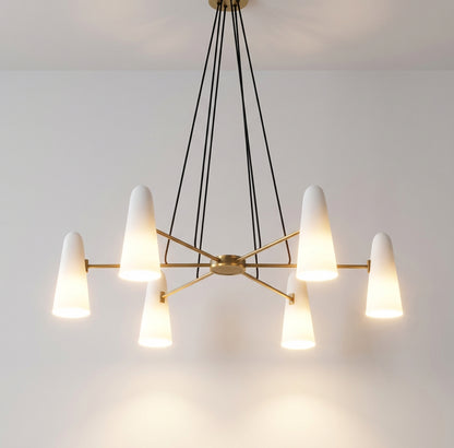 Elara Haus Luxury Banquet Chandelier - Large Opal Glass & Gold Fixture