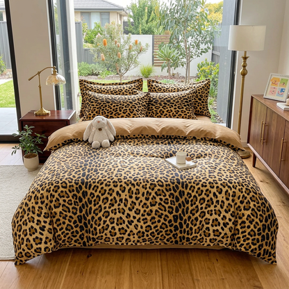Elara Haus Luxury Duvet Cover with Leopard Print