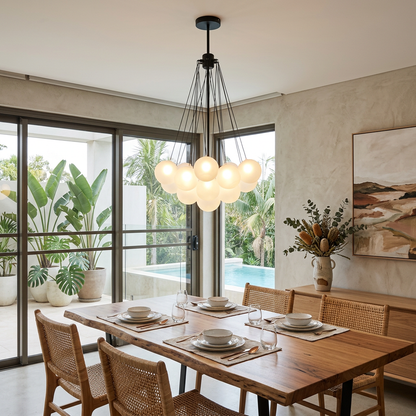 Elara Haus Luxury Frosted Glass Cloud Chandelier – Modern Orb Cluster