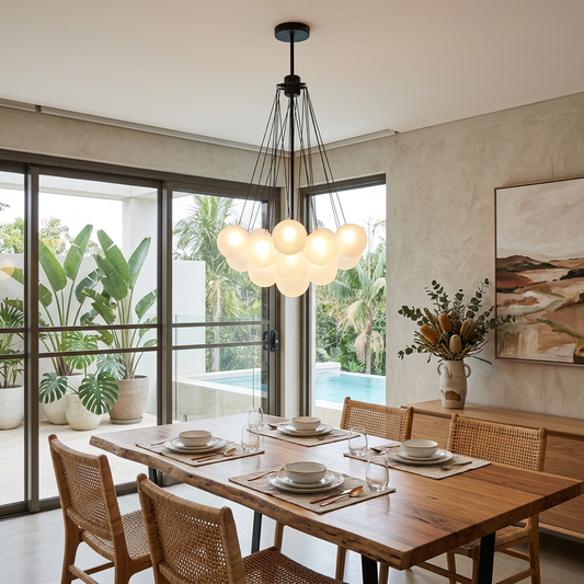 Elara Haus Luxury Frosted Glass Cloud Chandelier – Modern Orb Cluster