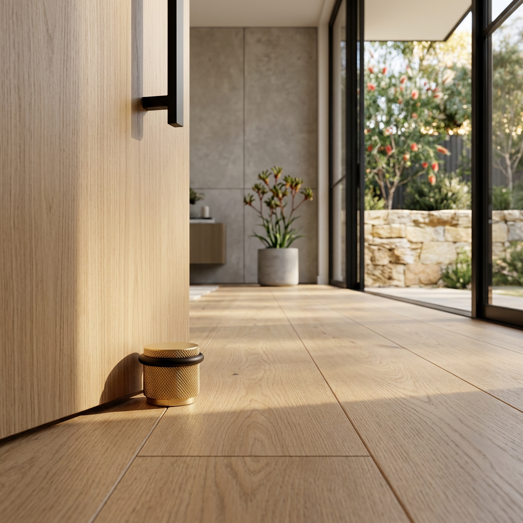 Elara Haus Luxury Industrial Knurled Brass Door Stop