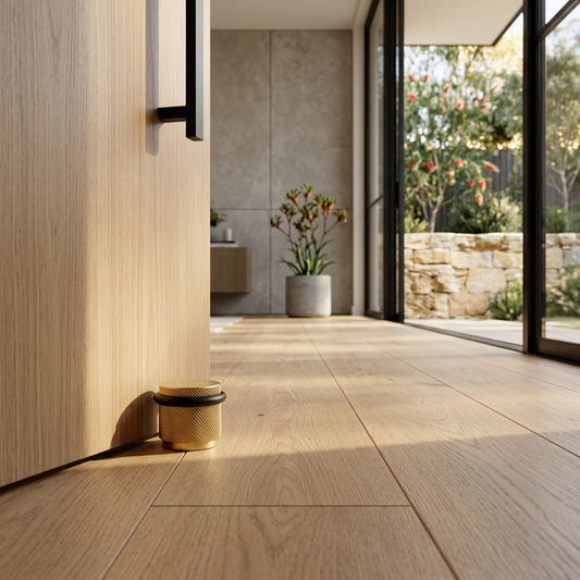 Elara Haus Luxury Industrial Knurled Brass Door Stop