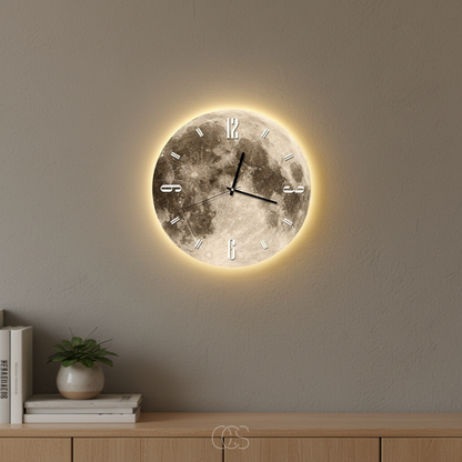 OCS - Moon Wall Clock with LED rim 0