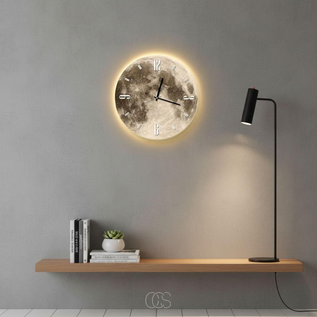 OCS - Moon Wall Clock with LED rim 2
