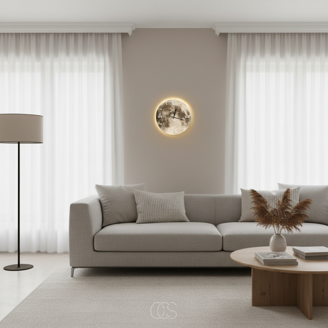 OCS - Moon Wall Clock with LED rim 3