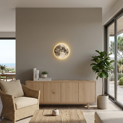 Elara Haus Luxury LED Moon Wall Clock – High-Definition 3D Texture