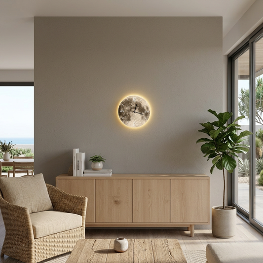 Elara Haus Luxury LED Moon Wall Clock – High-Definition 3D Texture