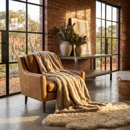 Elara Haus Luxury Rabbit Faux Fur Throw - Ultra Plush Blanket