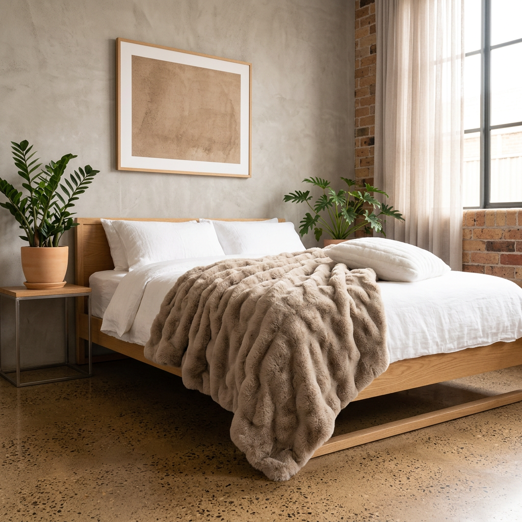 Elara Haus Luxury Rabbit Faux Fur Throw - Ultra Plush Blanket