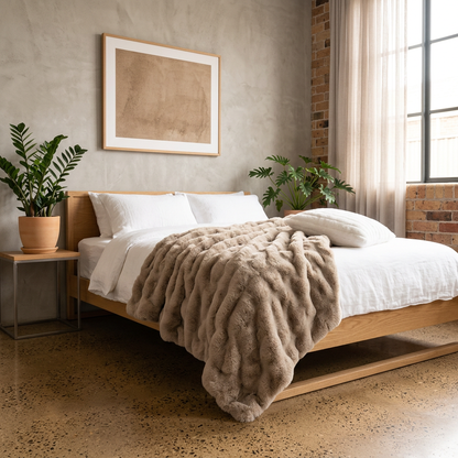 Elara Haus Luxury Rabbit Faux Fur Throw - Ultra Plush Blanket