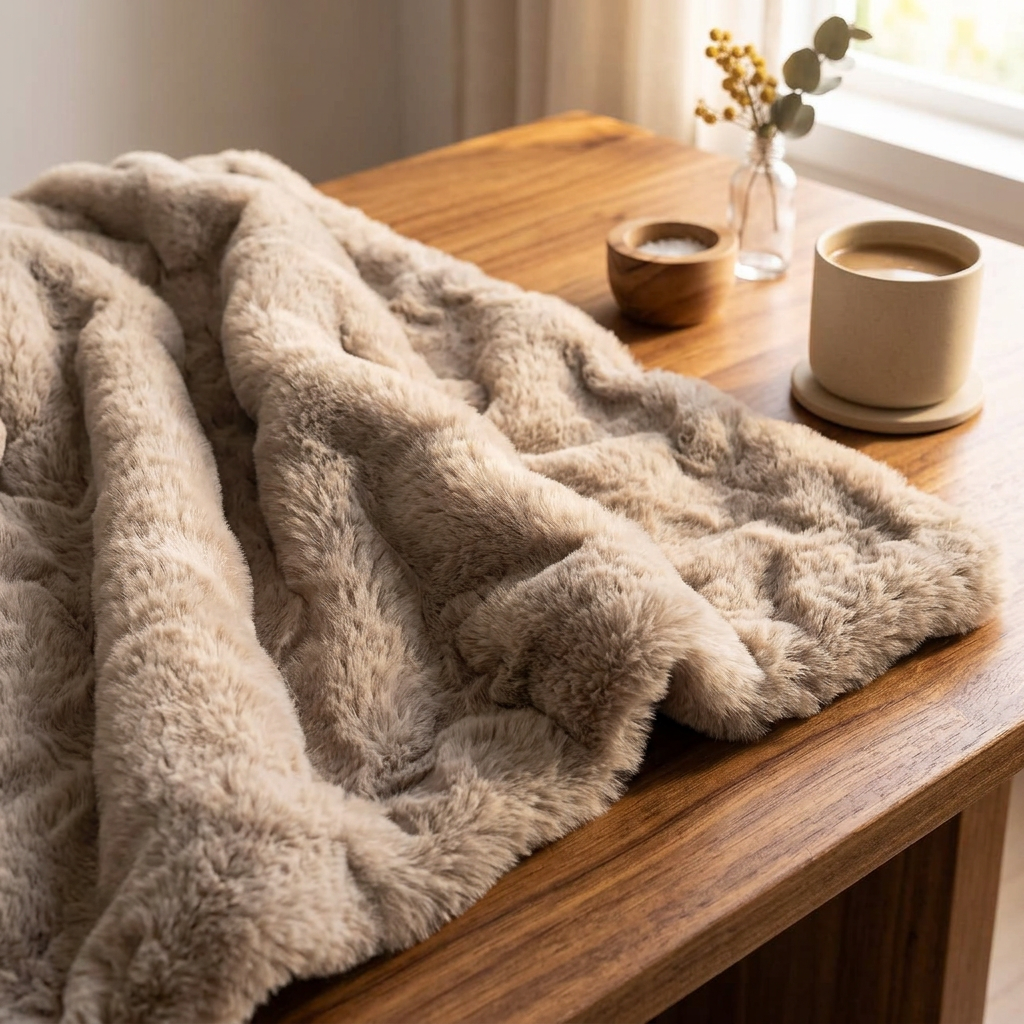 Elara Haus Luxury Rabbit Faux Fur Throw - Ultra Plush Blanket
