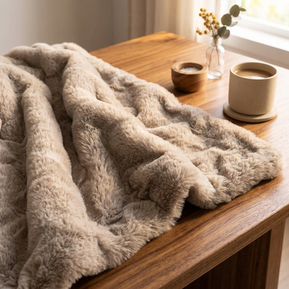 Elara Haus Luxury Rabbit Faux Fur Throw - Ultra Plush Blanket