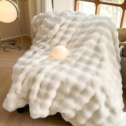 Elara Haus Luxury Rabbit Faux Fur Throw - Ultra Plush Blanket