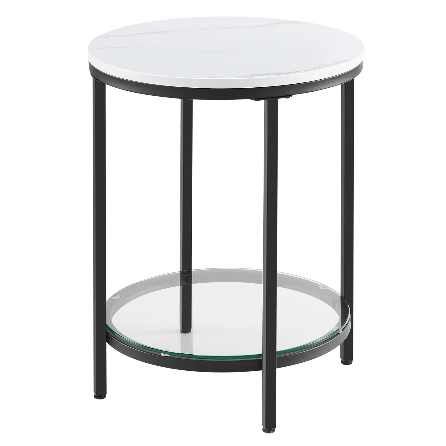 Aurephine - Two-Level Glass Side Table with Marble Look 0