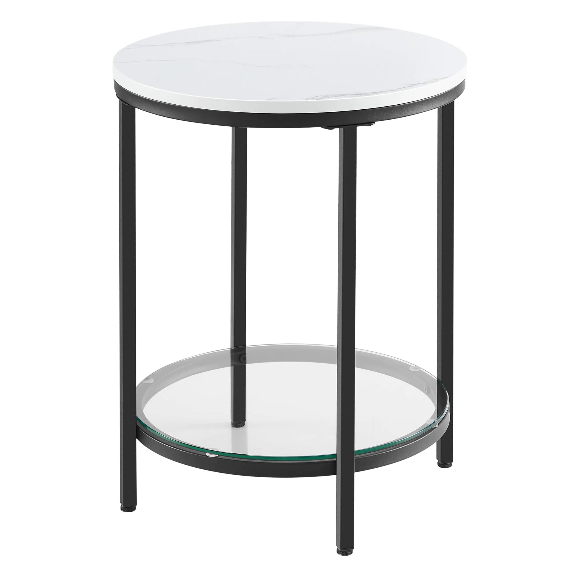 Aurephine - Two-Level Glass Side Table with Marble Look 0