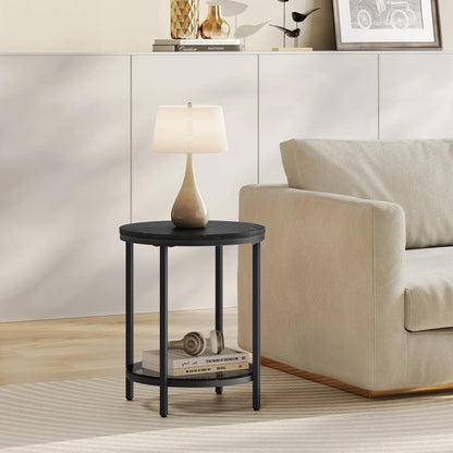 Aurephine - Two-Level Glass Side Table with Marble Look 2