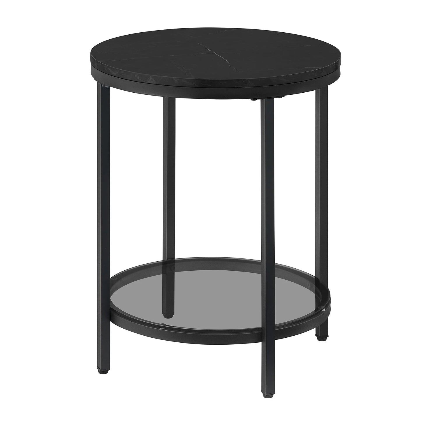 Aurephine - Two-Level Glass Side Table with Marble Look 3