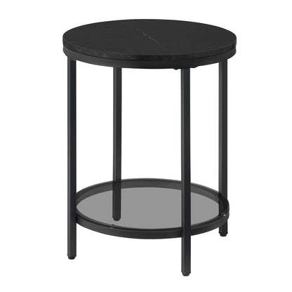 Aurephine - Two-Level Glass Side Table with Marble Look 3