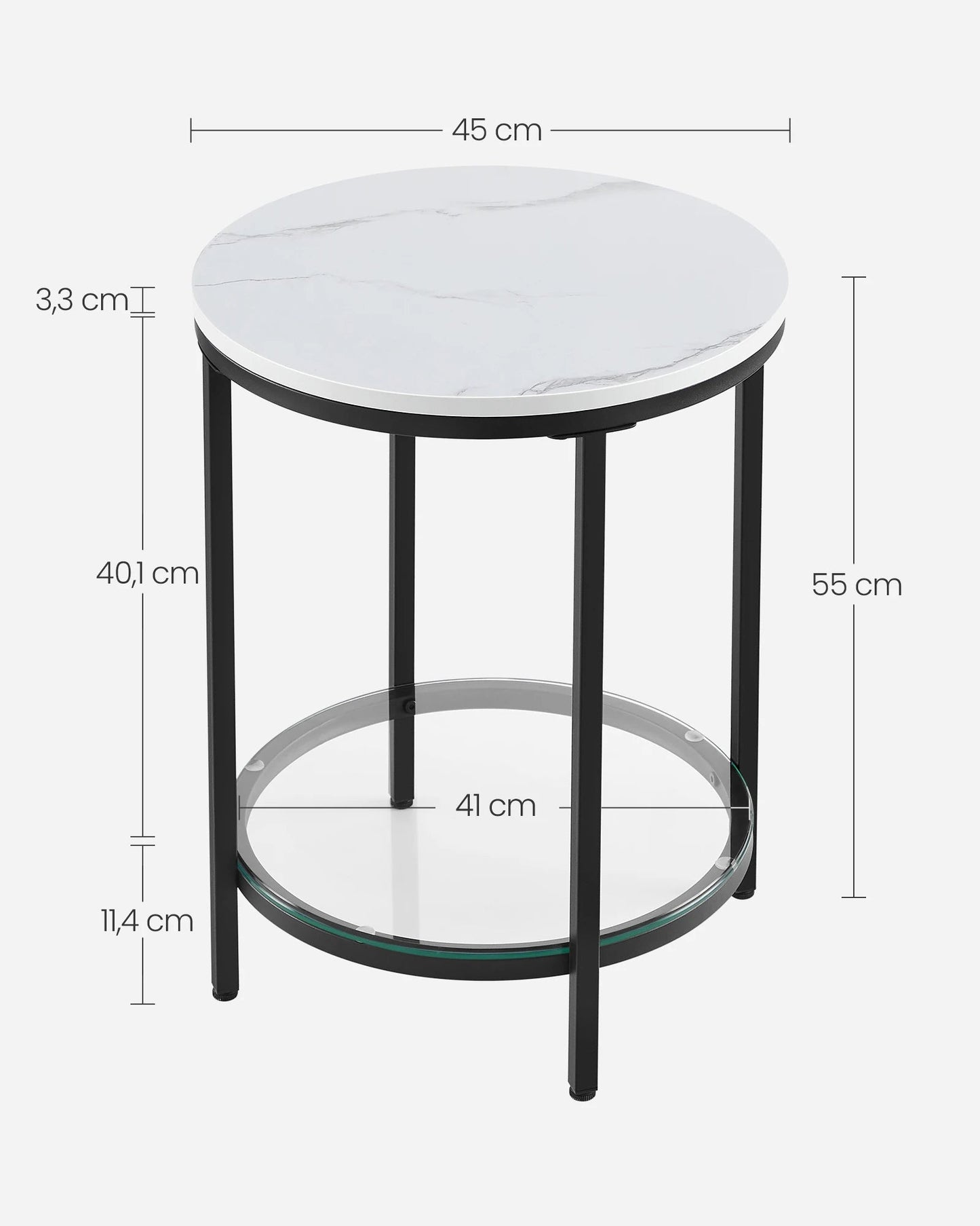 Aurephine - Two-Level Glass Side Table with Marble Look 4
