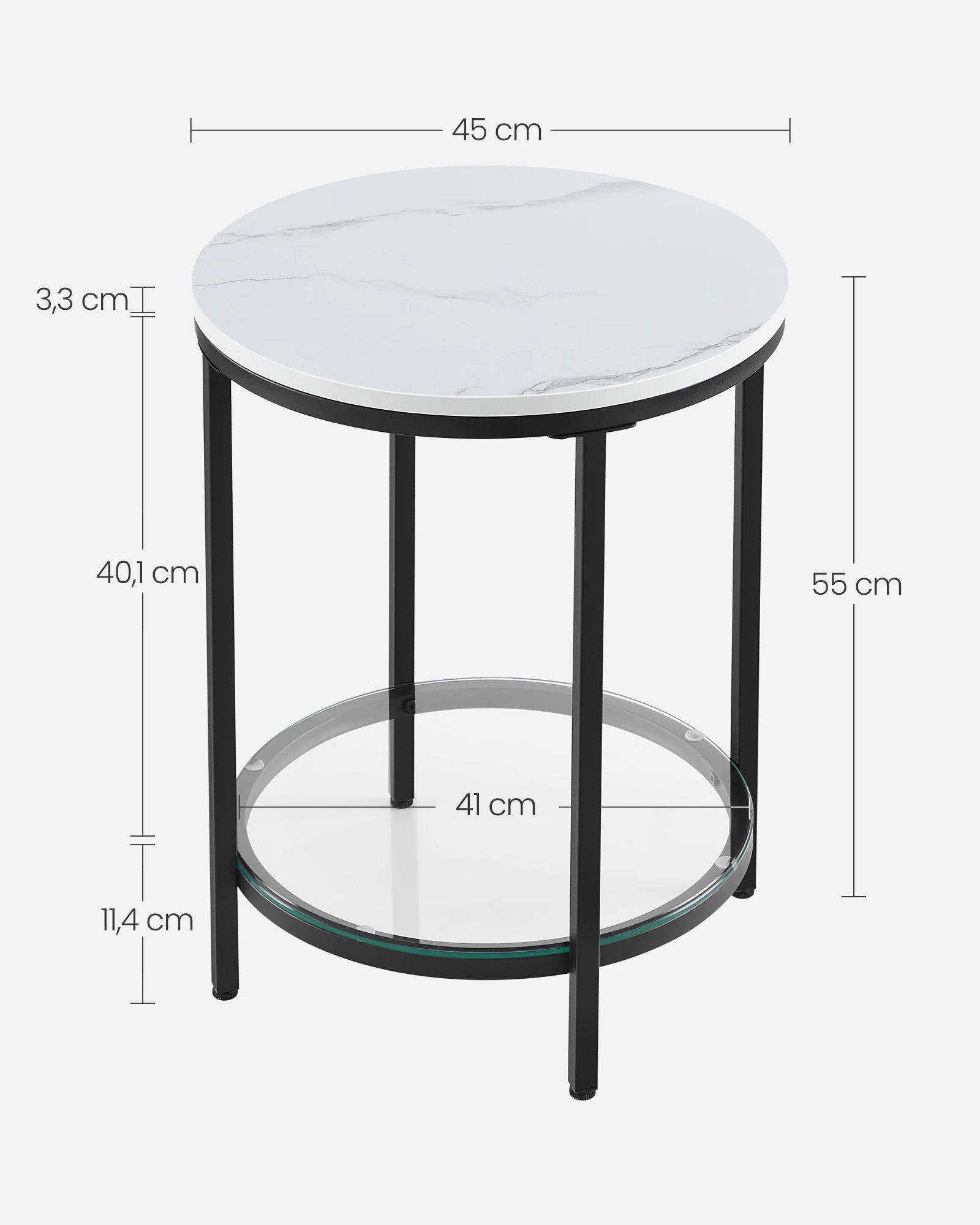 Aurephine - Two-Level Glass Side Table with Marble Look 4