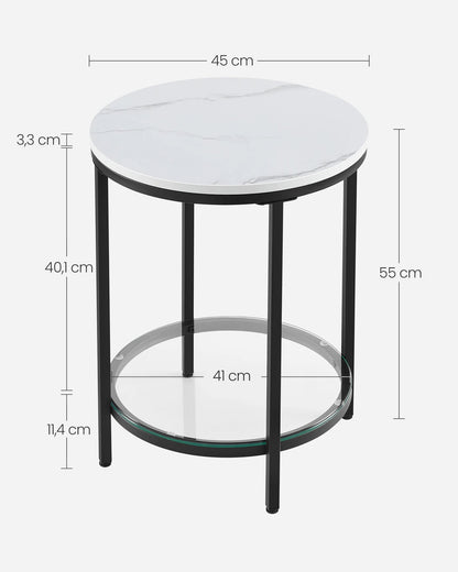 Aurephine - Two-Level Glass Side Table with Marble Look 4