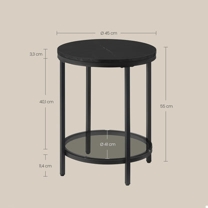 Aurephine - Two-Level Glass Side Table with Marble Look 5