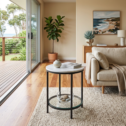 Elara Haus Luxury Round Side Table for Living Room