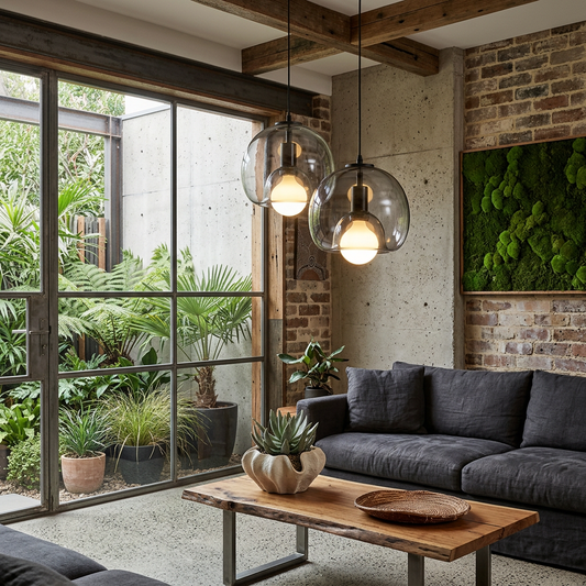Elara Haus Luxury Smoky Glass Pendant Light – Dual Globe Design