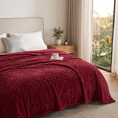 Elara Haus Luxury Textured Fleece Throw Blanket