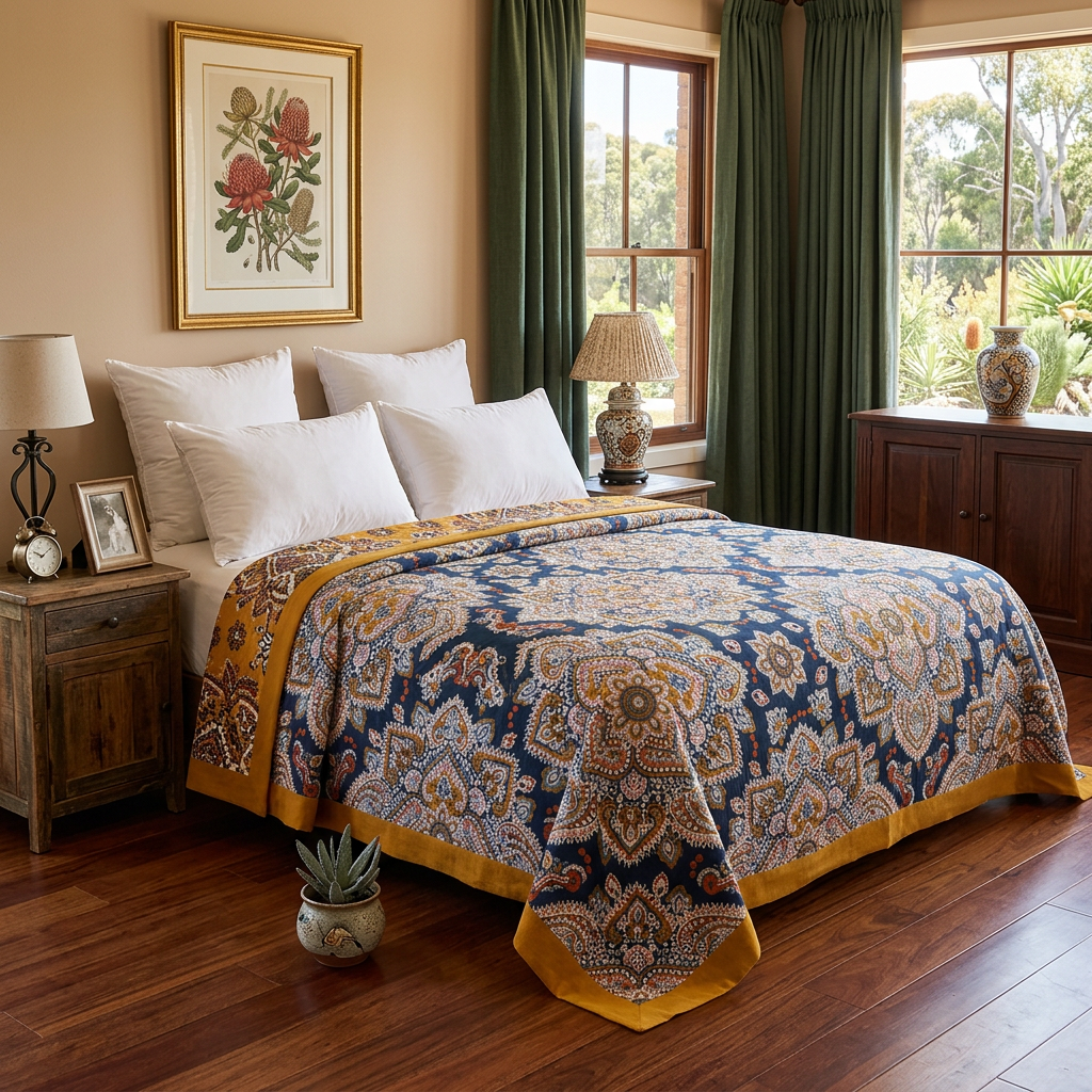 Elara Haus Luxury Traditional Patterned Cotton Throw