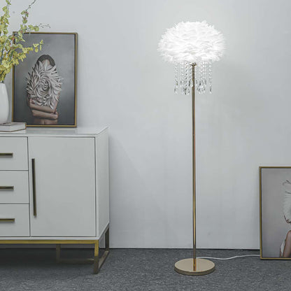 Feather floor lamp with crystal tassels, stylish, 3 colors 0