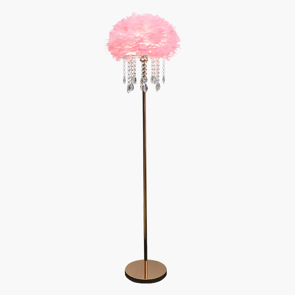 Feather floor lamp with crystal tassels, stylish, 3 colors 1