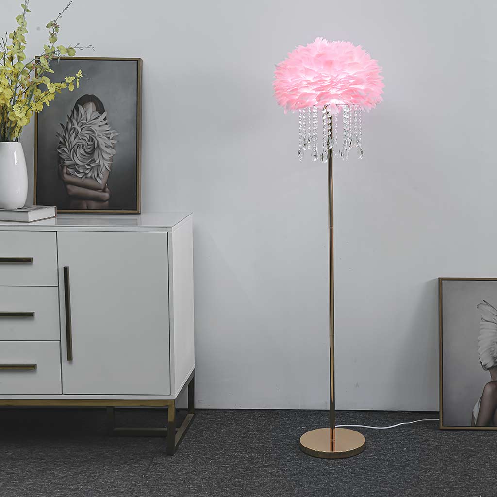 Feather floor lamp with crystal tassels, stylish, 3 colors 2