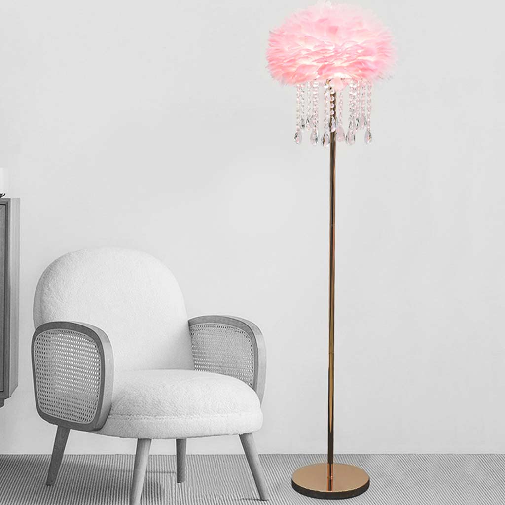 Feather floor lamp with crystal tassels, stylish, 3 colors 3