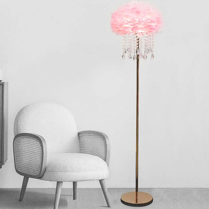 Feather floor lamp with crystal tassels, stylish, 3 colors 3