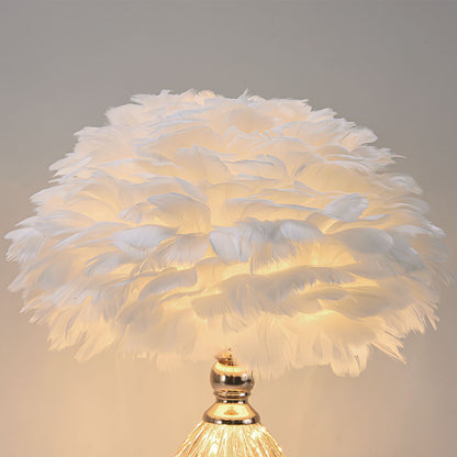 Feather table lamp, cute furry, teardrop glass 8