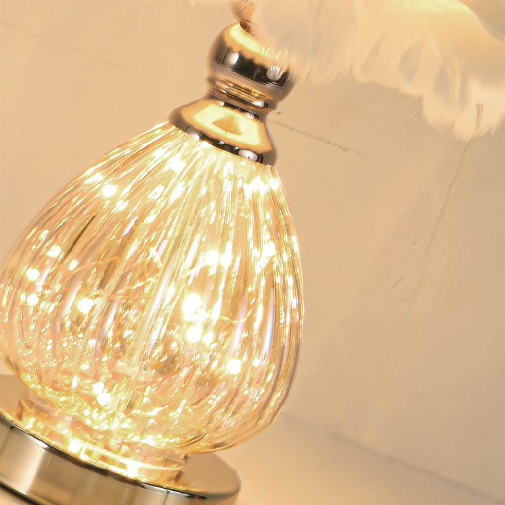 Feather table lamp, cute furry, teardrop glass 5