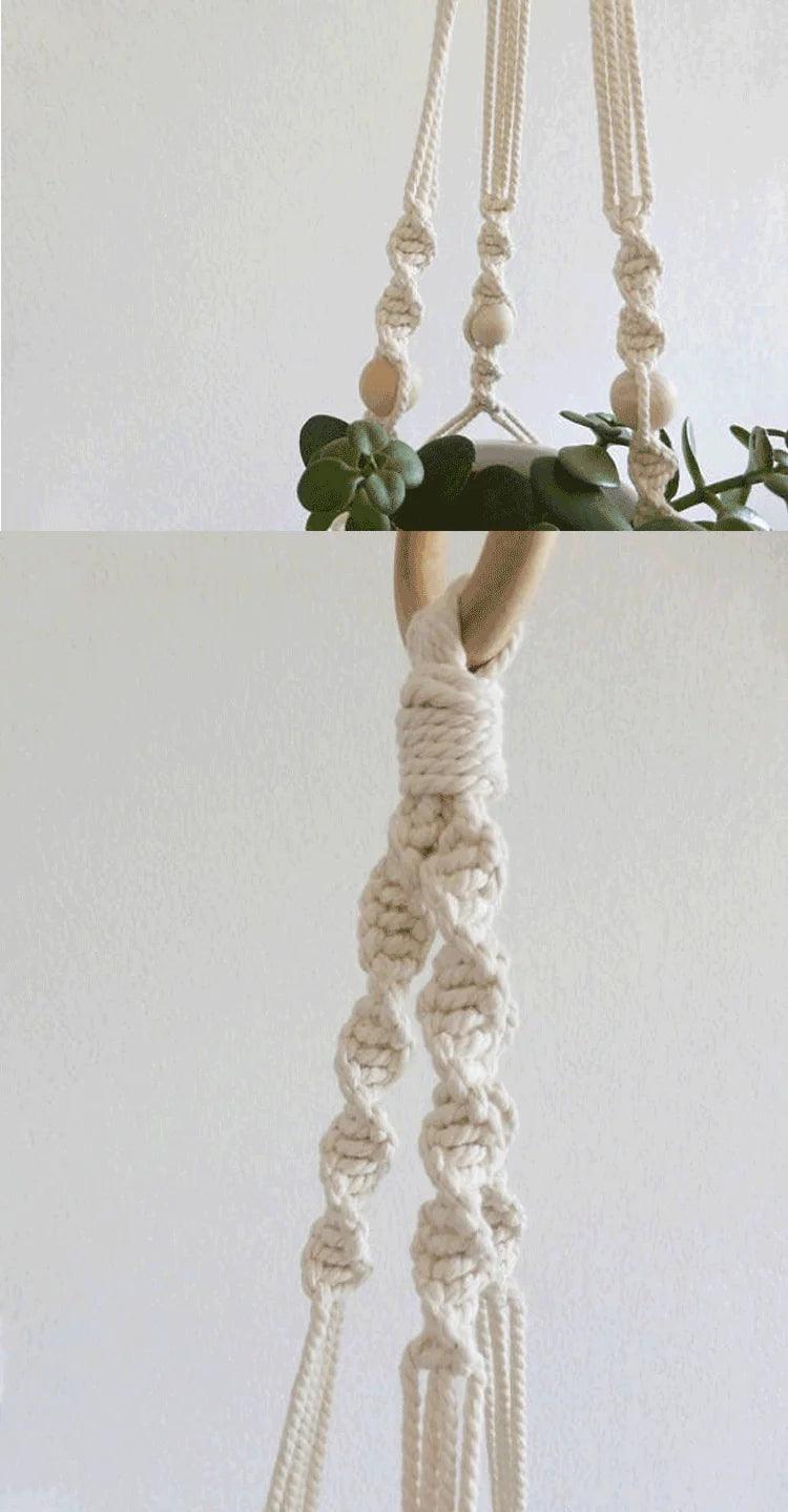 Nordic Handmade Woven Tapestry Hanging Basket Planter | Ceramic 8