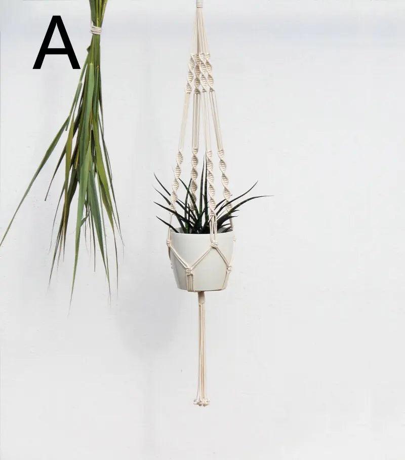 Nordic Handmade Woven Tapestry Hanging Basket Planter | Ceramic 0